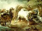 charles emile callande chevaux se battant dans un corral USA oil painting artist